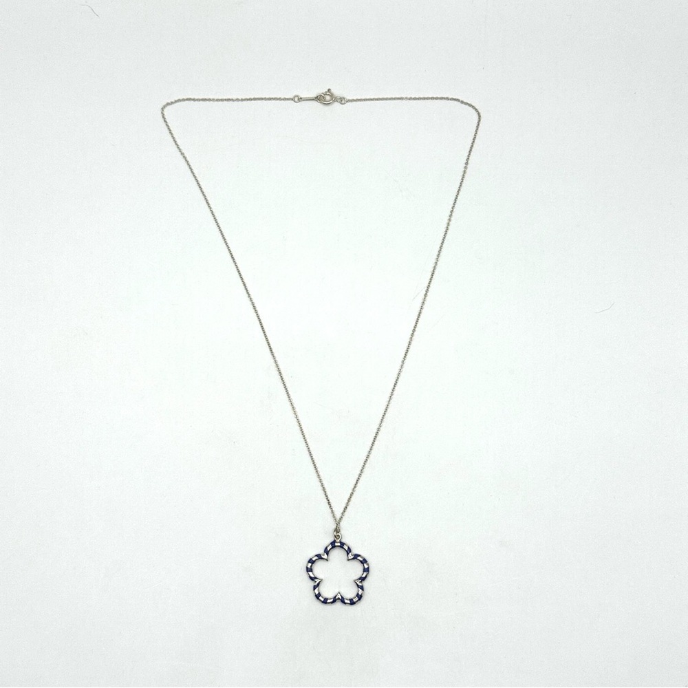 Tiffany & Co Paloma Picasso Silver & Blue Enamel Palina Swirl Pendant Necklace - Picture 5 of 10